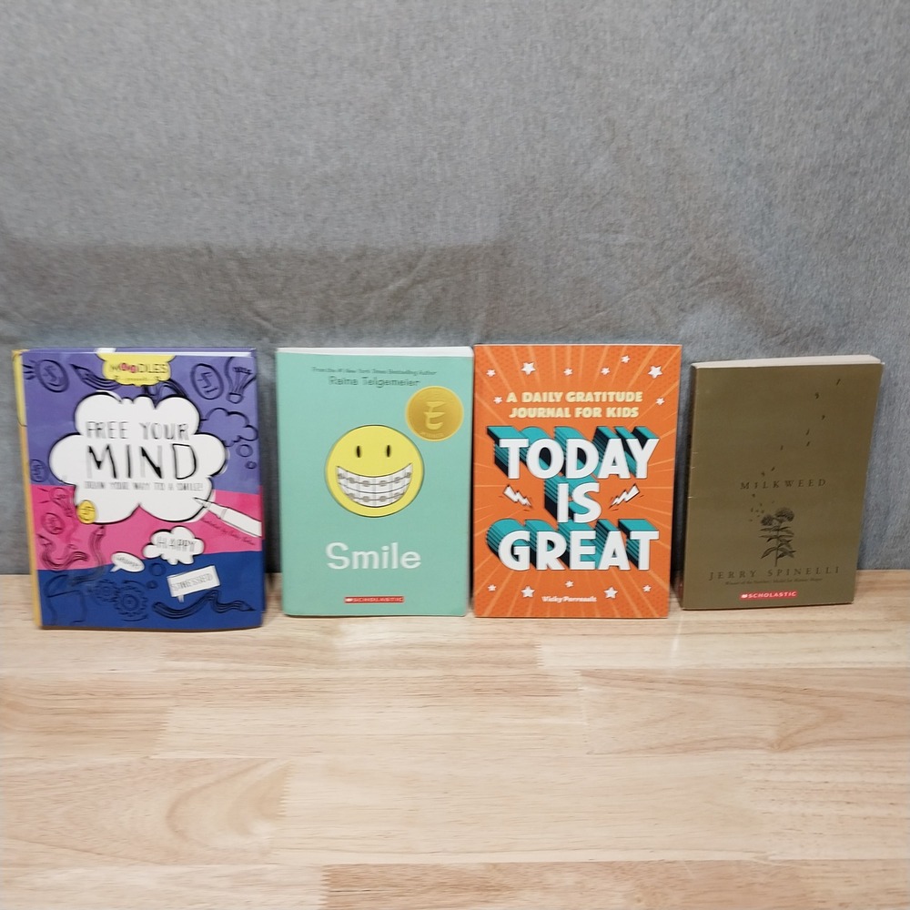 Scholastic Kids Book Bundle Smile Milkweed Gratitude Journal Set of 4 Multicolor